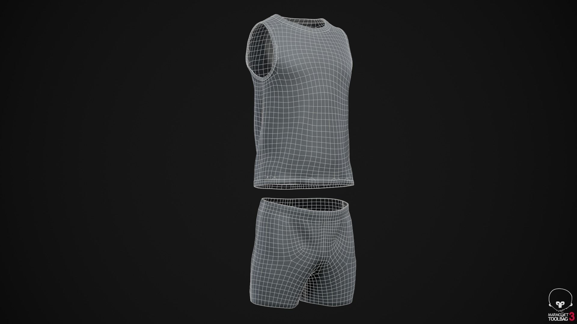 Shirt and shorts Low-poly 3D model_12