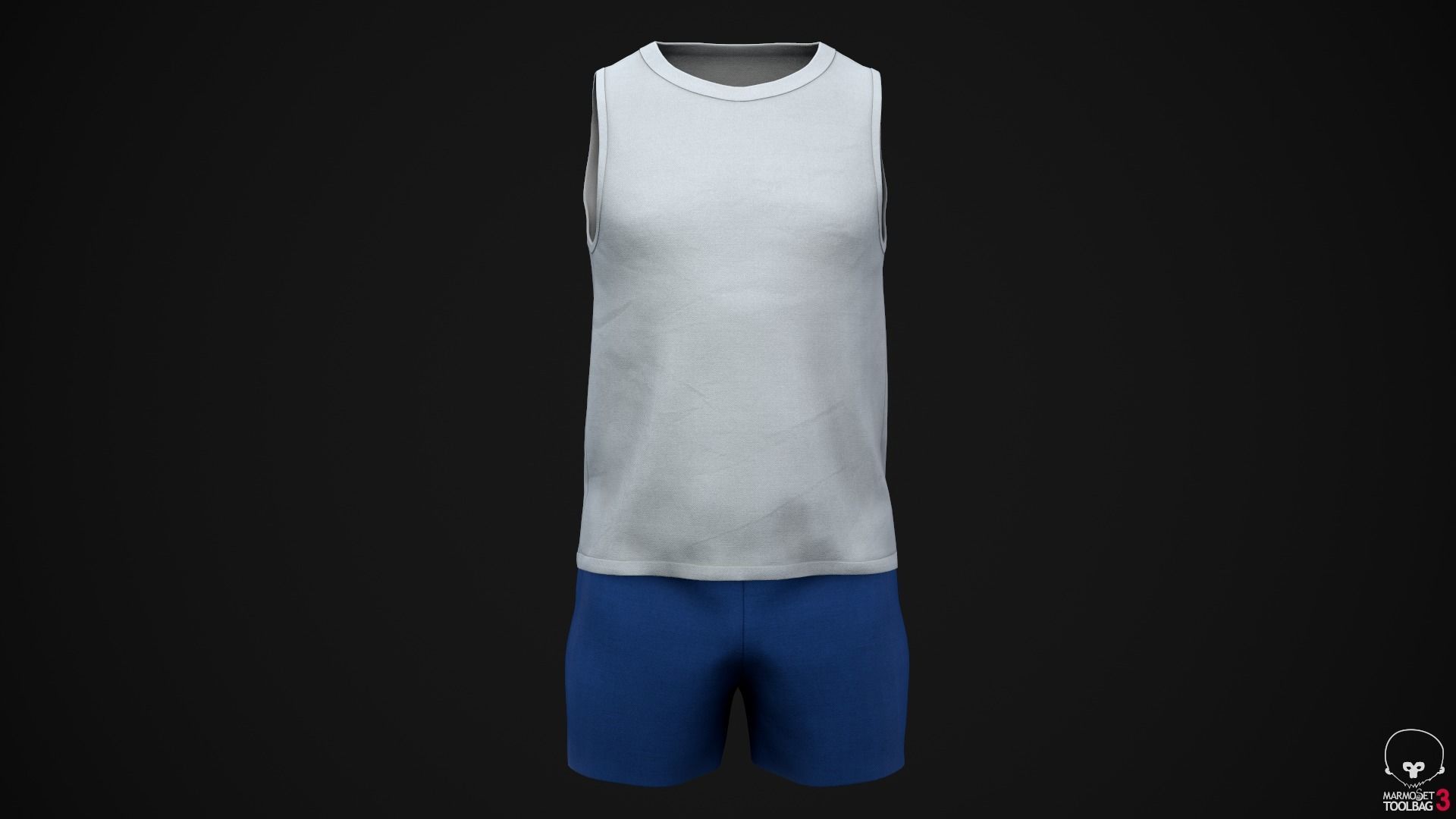 Shirt and shorts Low-poly 3D model_3
