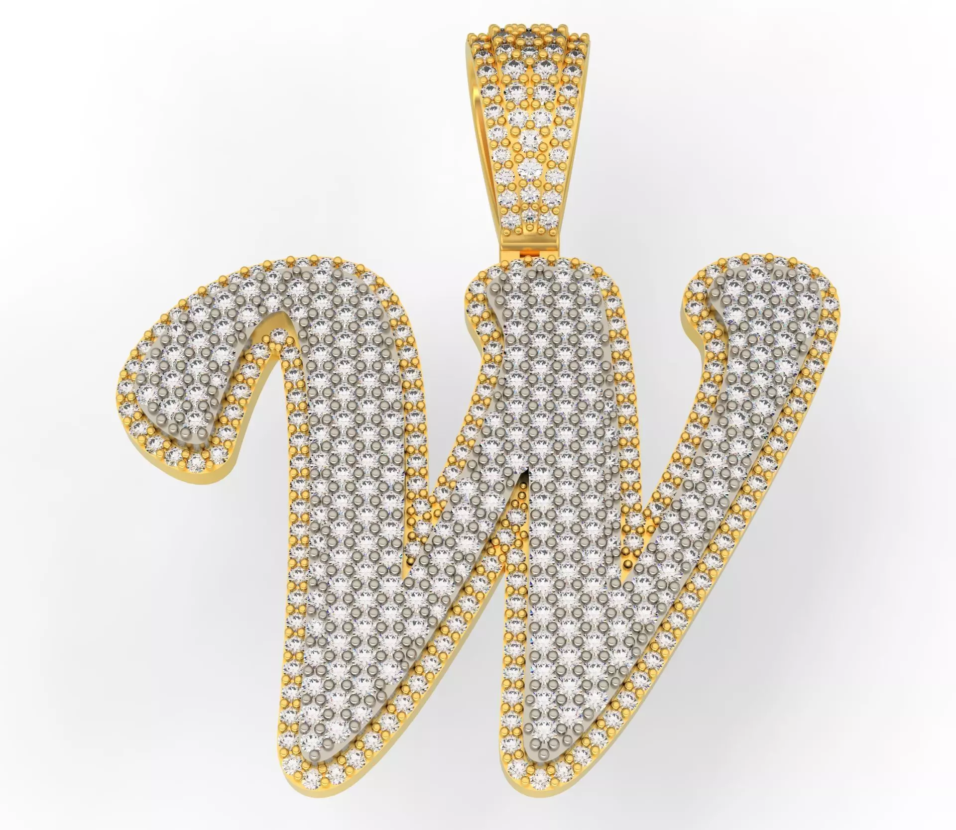 PAVE SETTING LETTER W 3D print model_0