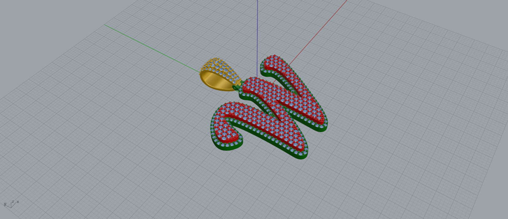 PAVE SETTING LETTER W 3D print model_4