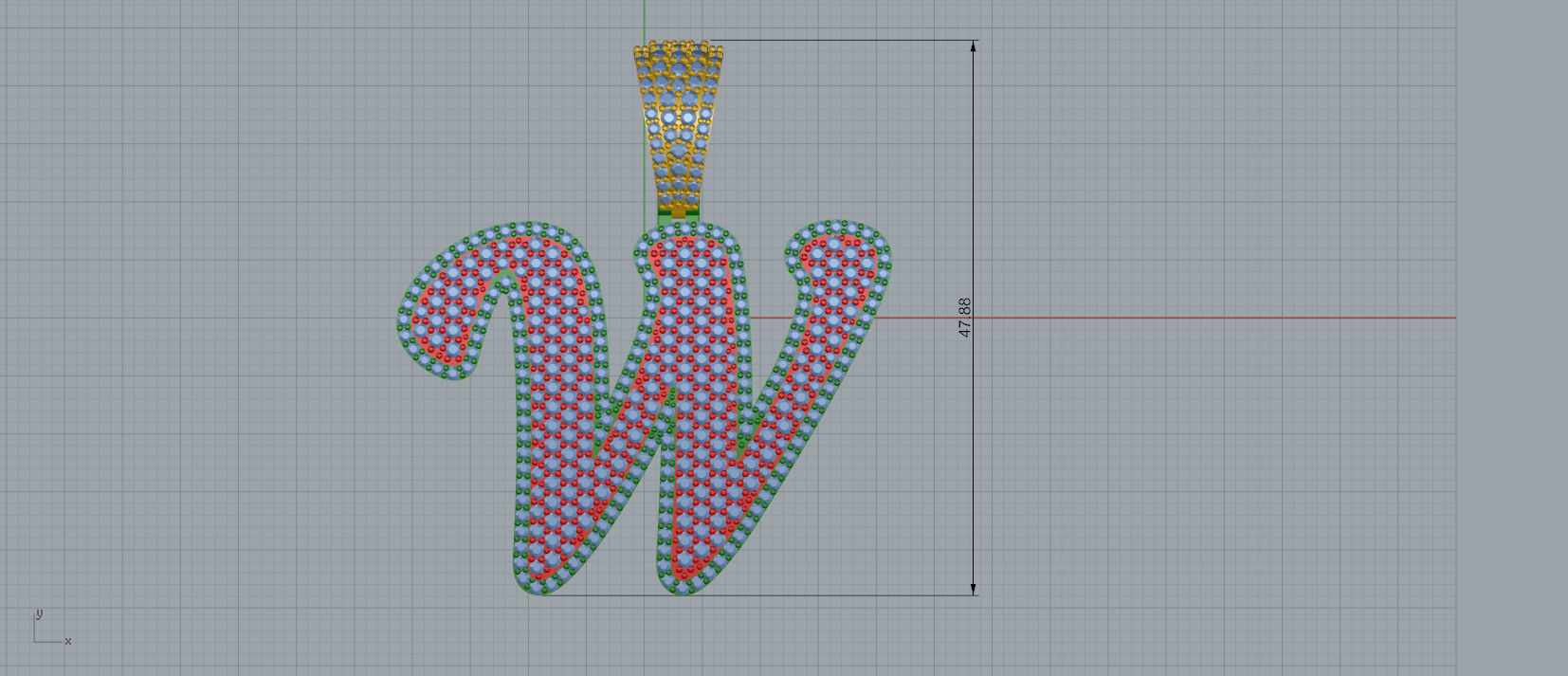 PAVE SETTING LETTER W 3D print model_8