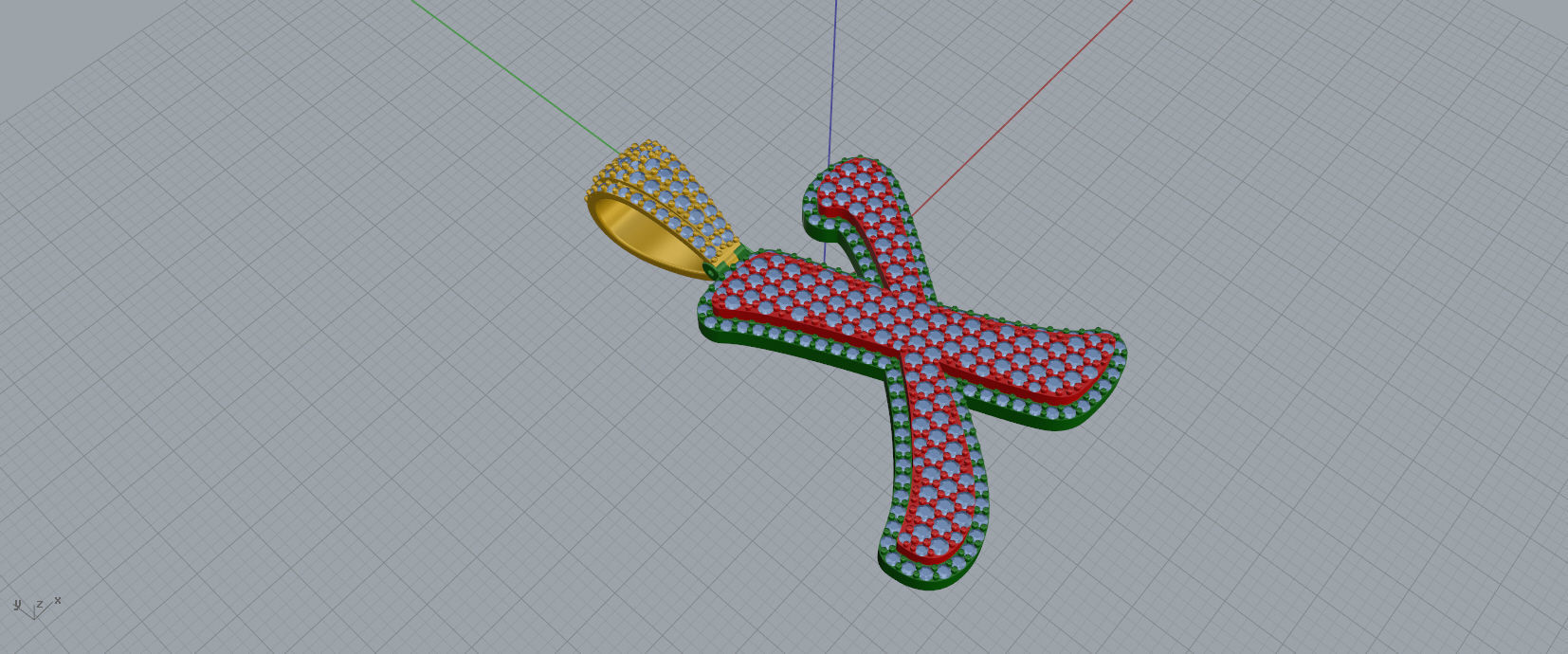 PAVE SETTING LETTER X 3D print model_4