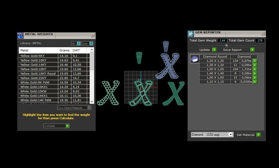 PAVE SETTING LETTER X 3D print model_3