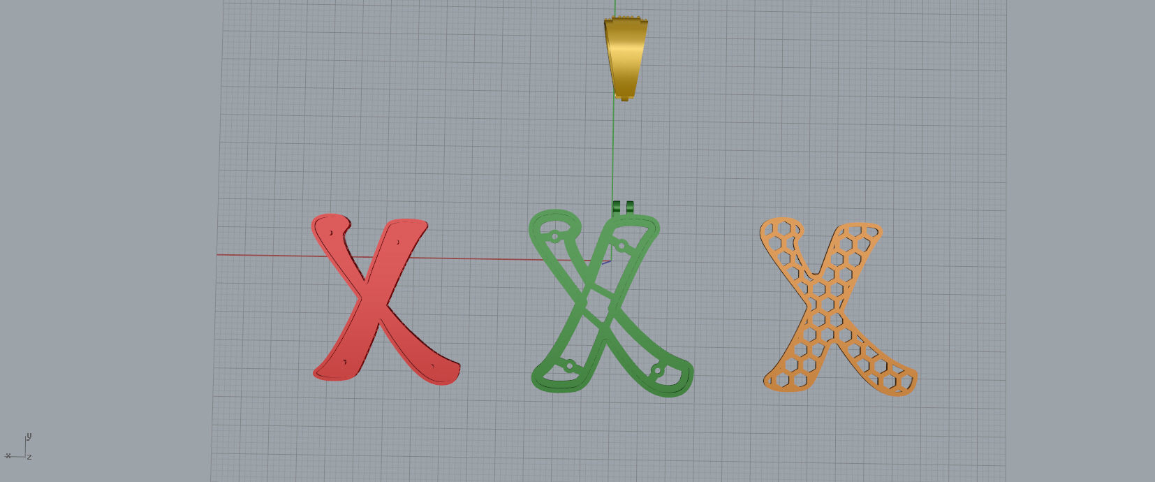 PAVE SETTING LETTER X 3D print model_11