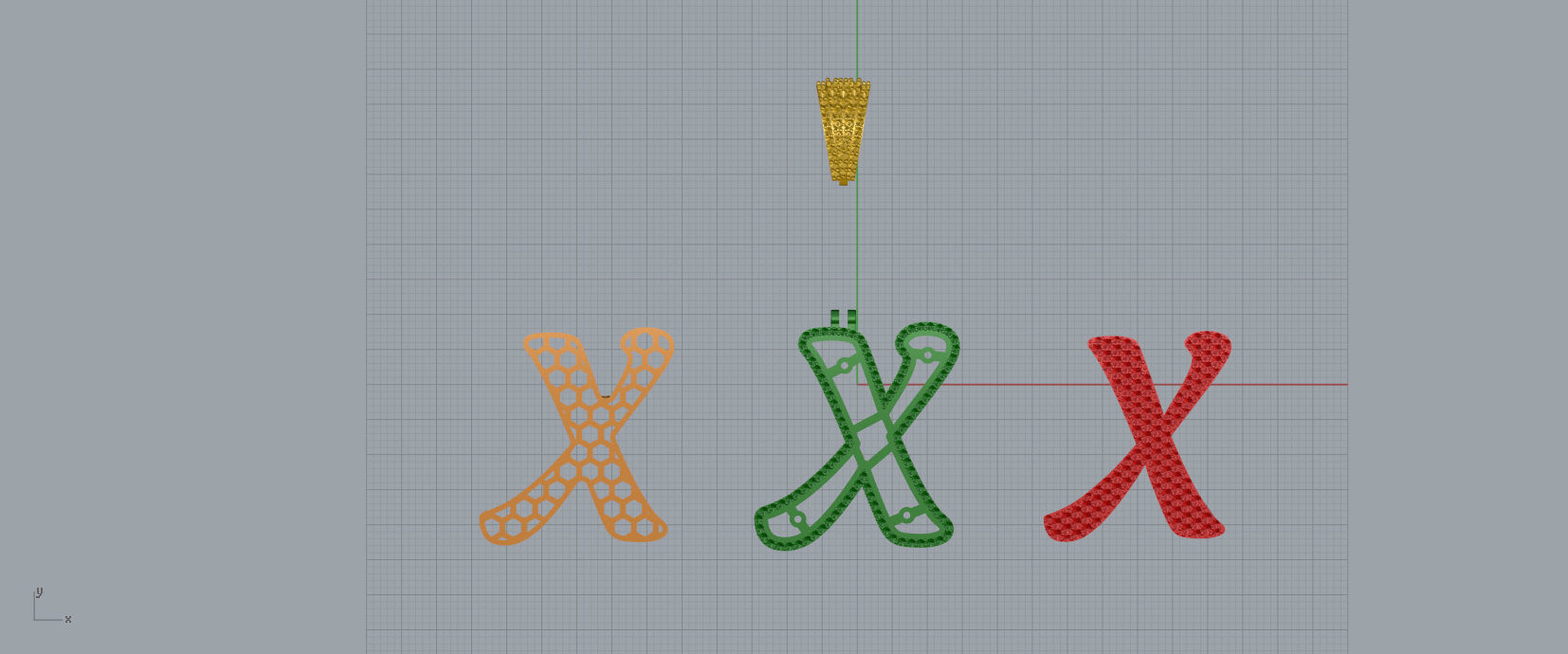 PAVE SETTING LETTER X 3D print model_10