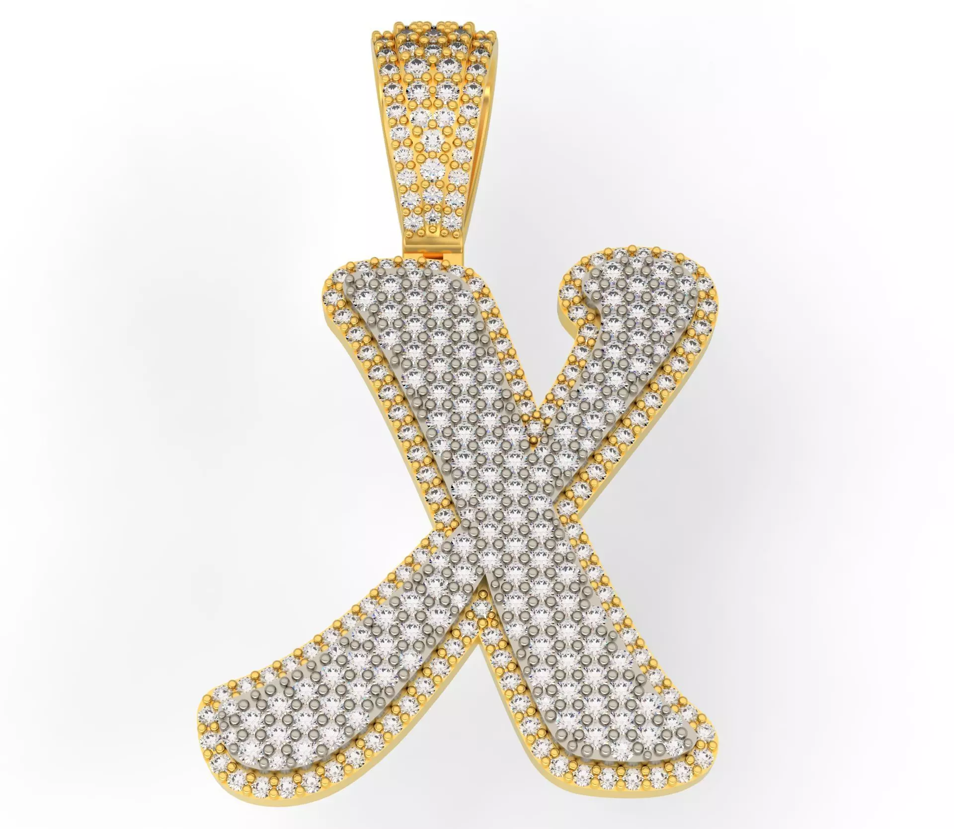 PAVE SETTING LETTER X 3D print model_0