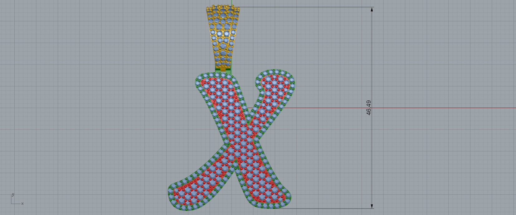 PAVE SETTING LETTER X 3D print model_8