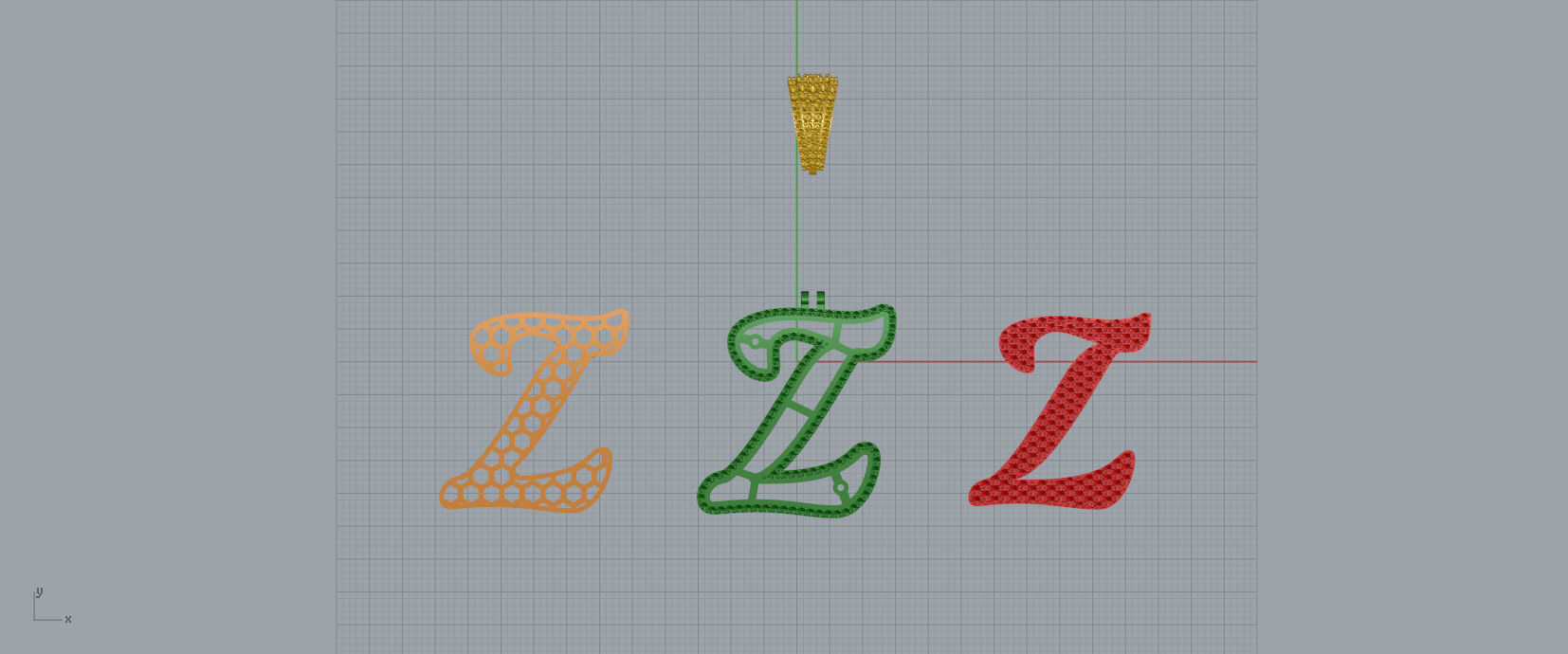 PAVE SETTING LETTER Z 3D print model_10