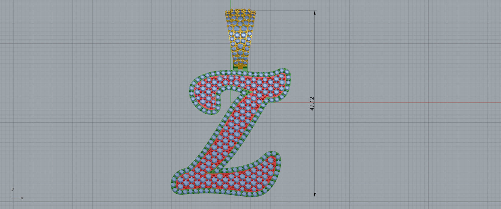 PAVE SETTING LETTER Z 3D print model_8