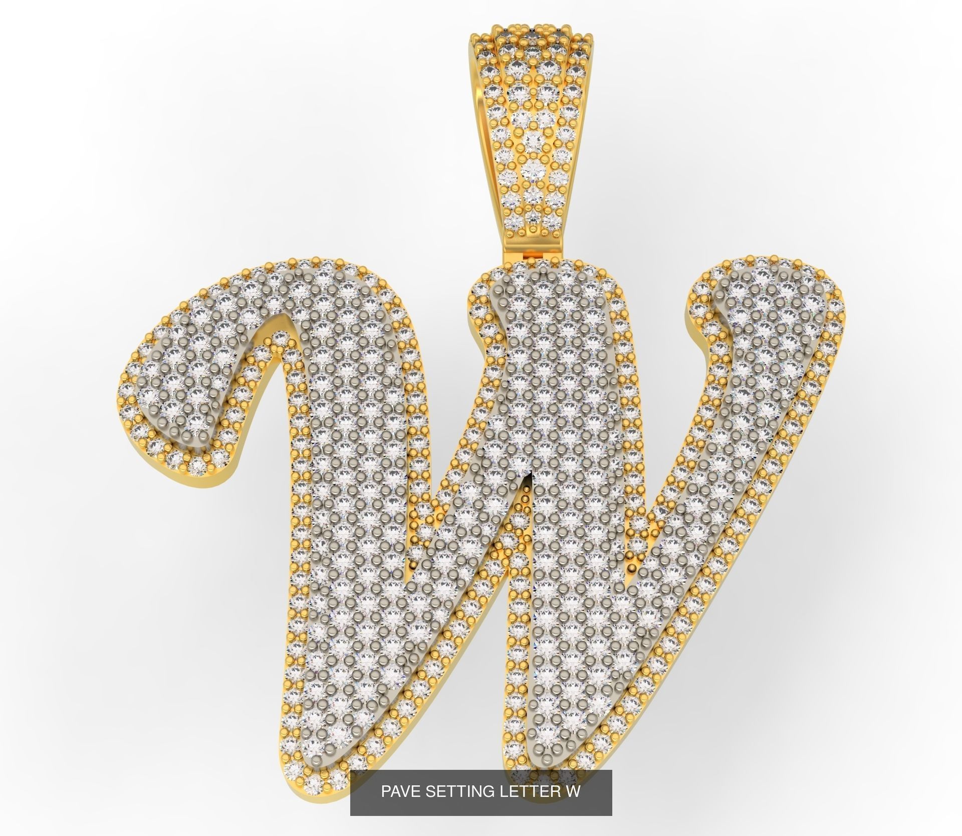 PAVE SETTING LETTER A-Z 3D Model Collection_25