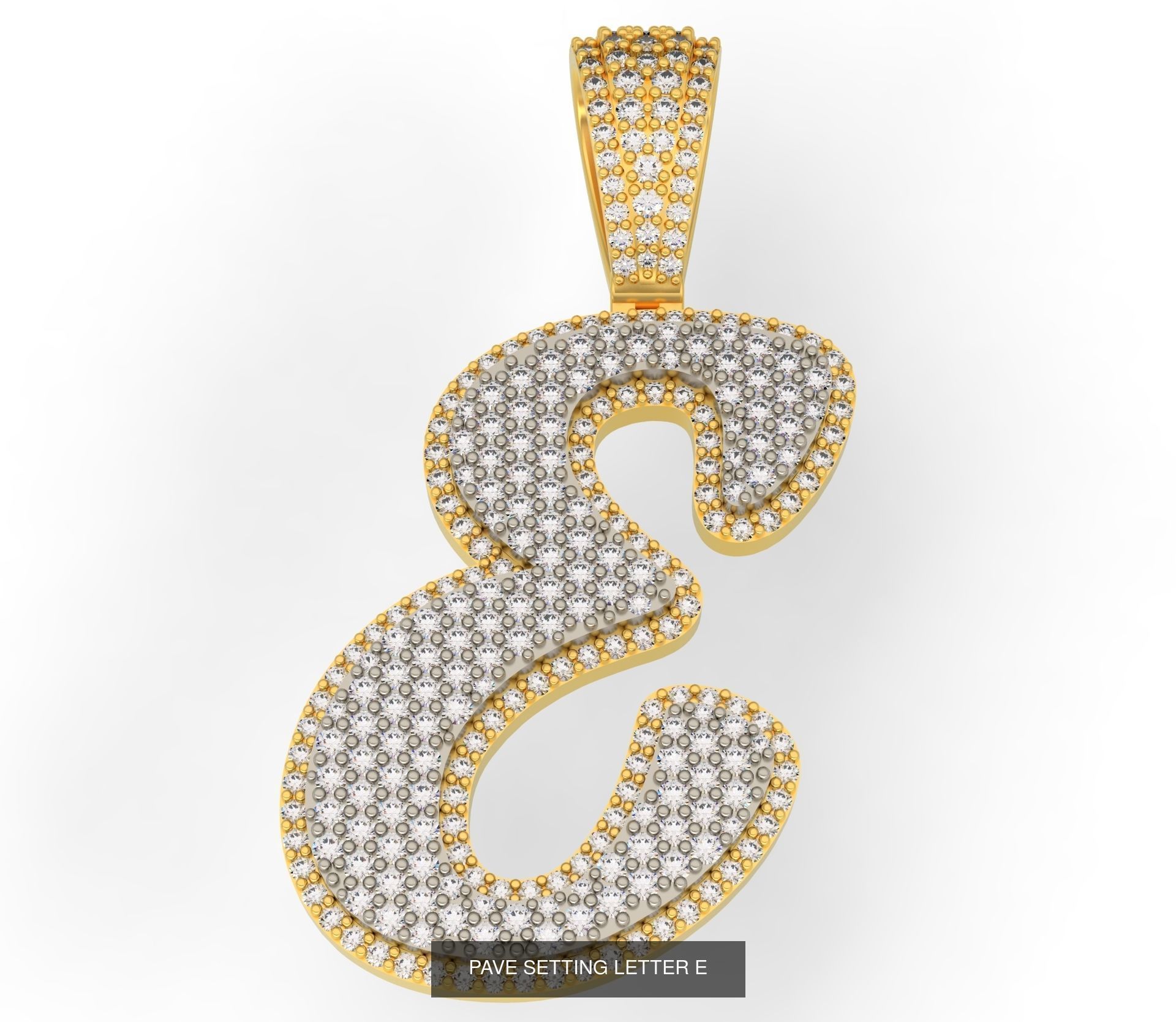 PAVE SETTING LETTER A-Z 3D Model Collection_7