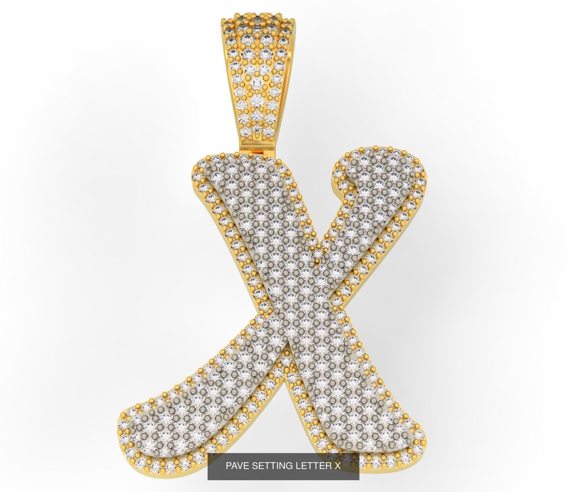 PAVE SETTING LETTER A-Z 3D Model Collection_26