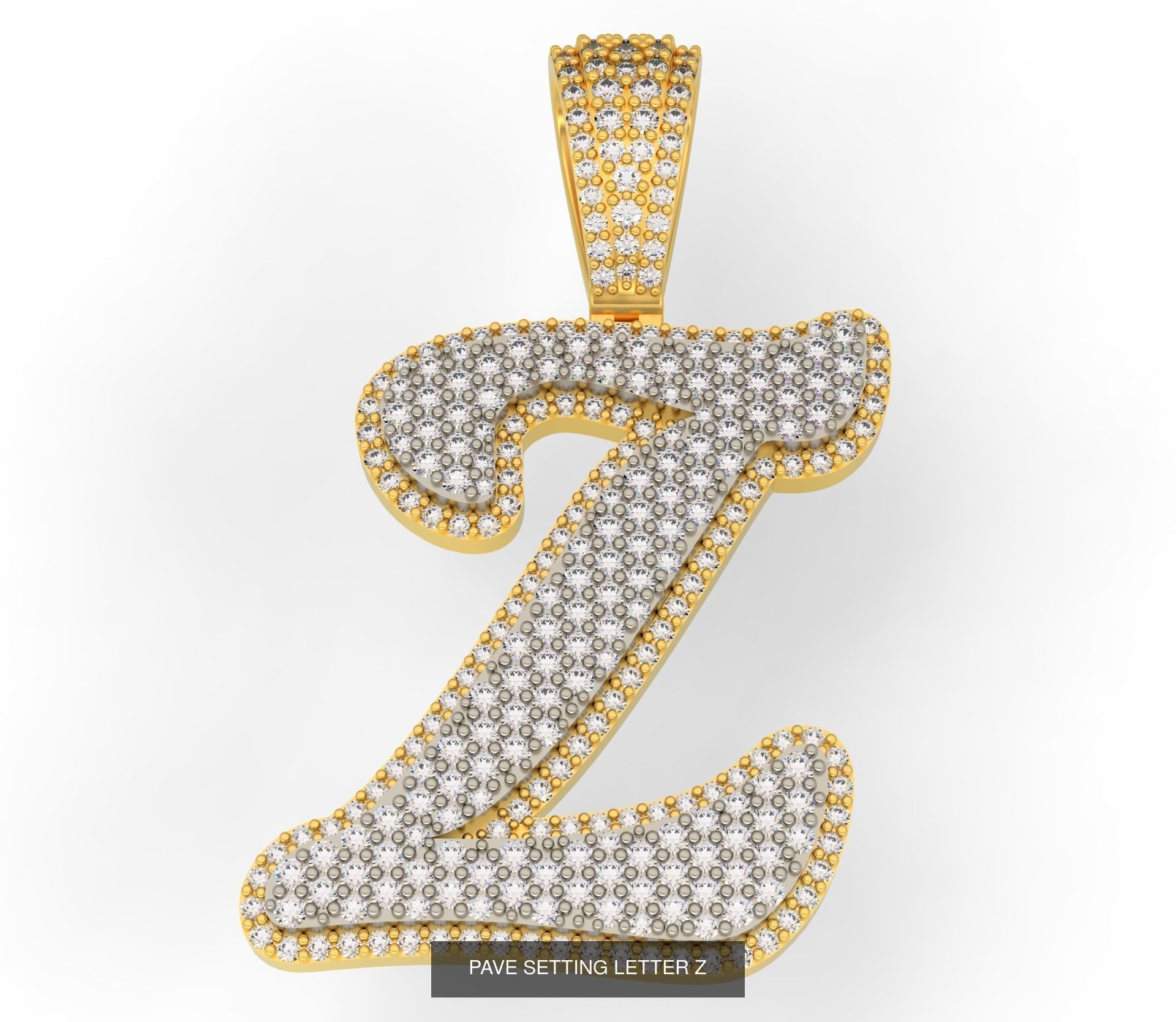 PAVE SETTING LETTER A-Z 3D Model Collection_28