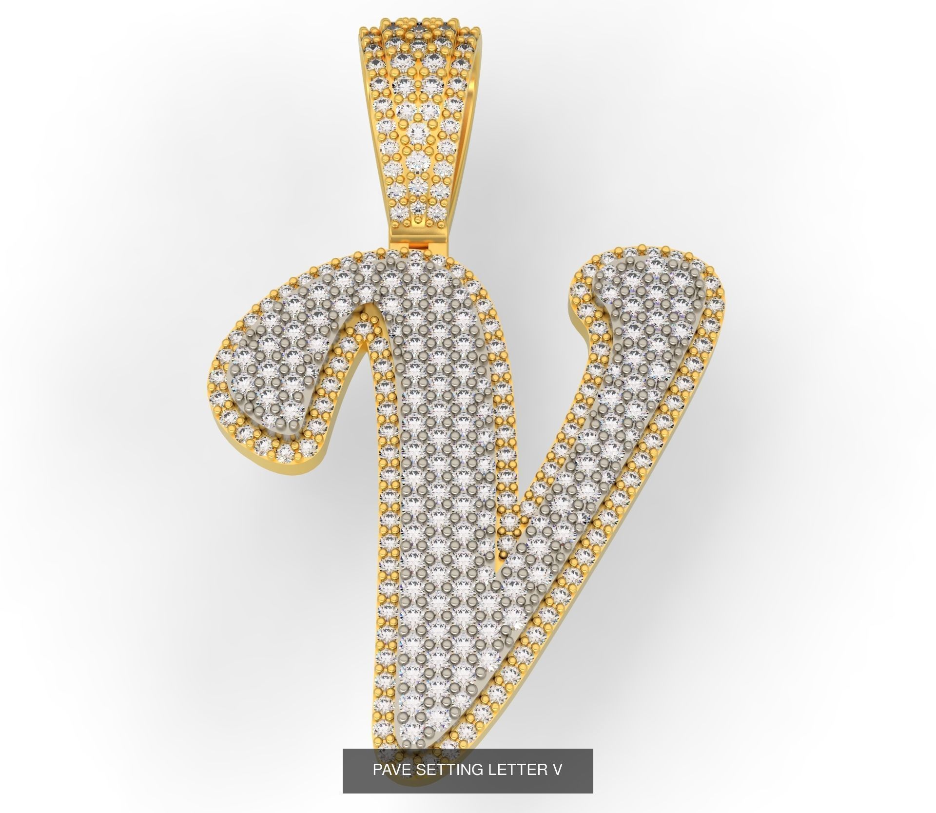 PAVE SETTING LETTER A-Z 3D Model Collection_24