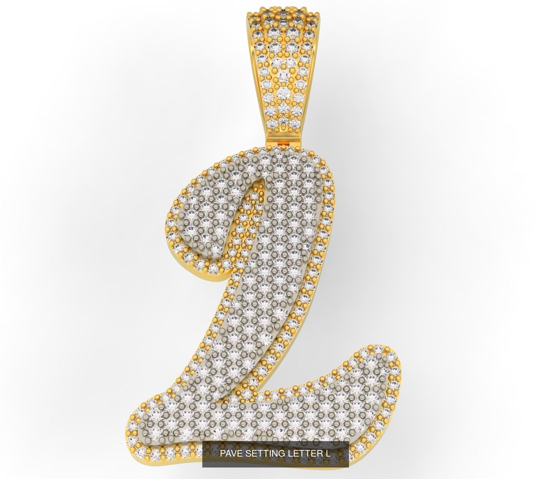 PAVE SETTING LETTER A-Z 3D Model Collection_14