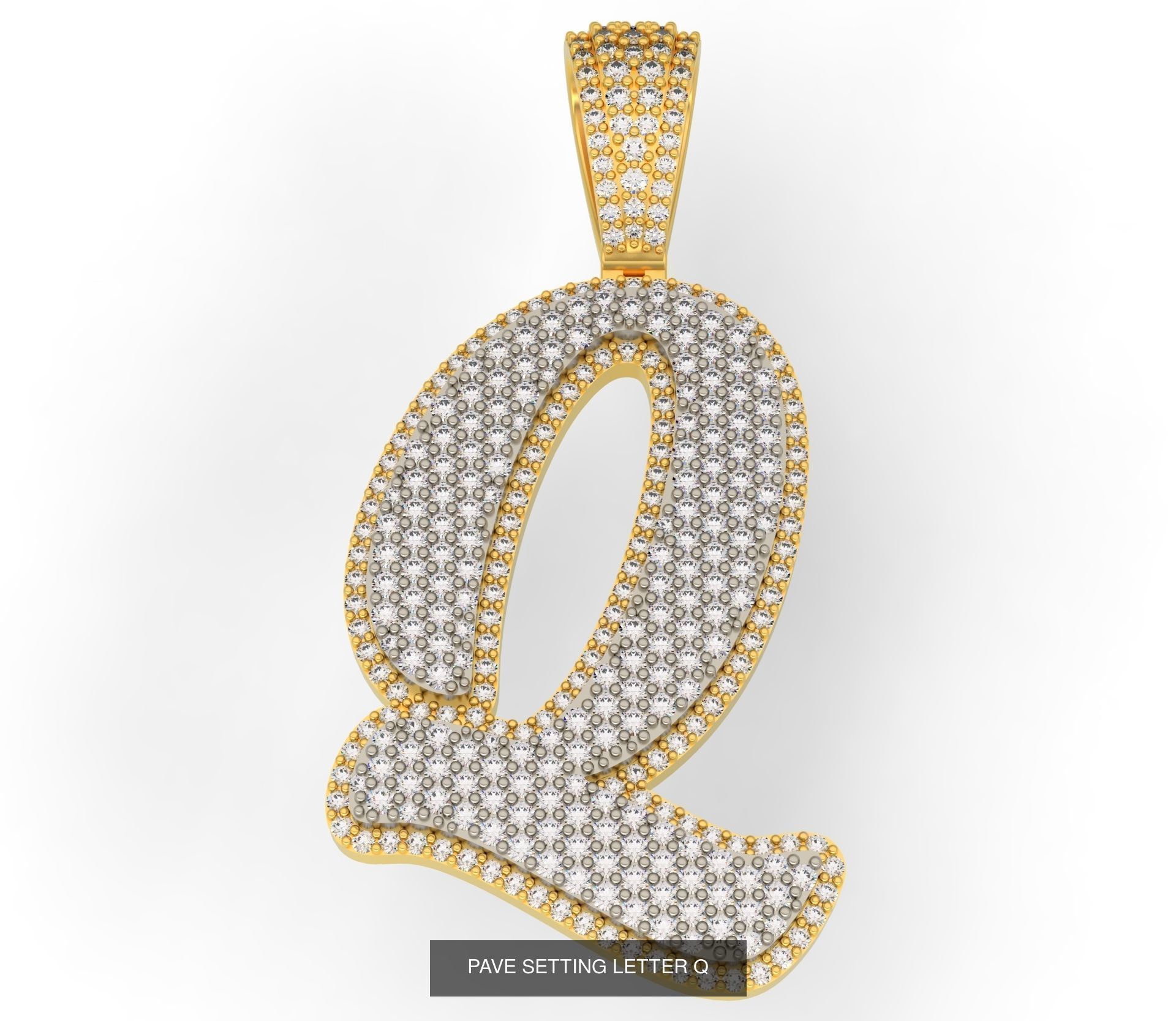 PAVE SETTING LETTER A-Z 3D Model Collection_19