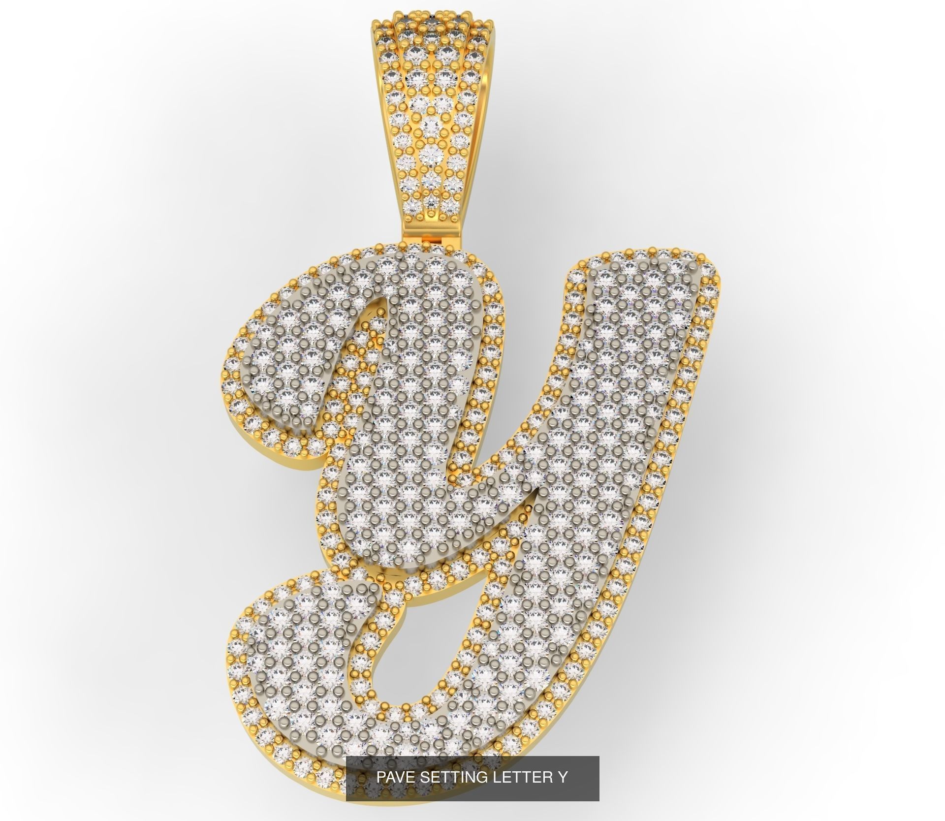 PAVE SETTING LETTER A-Z 3D Model Collection_27