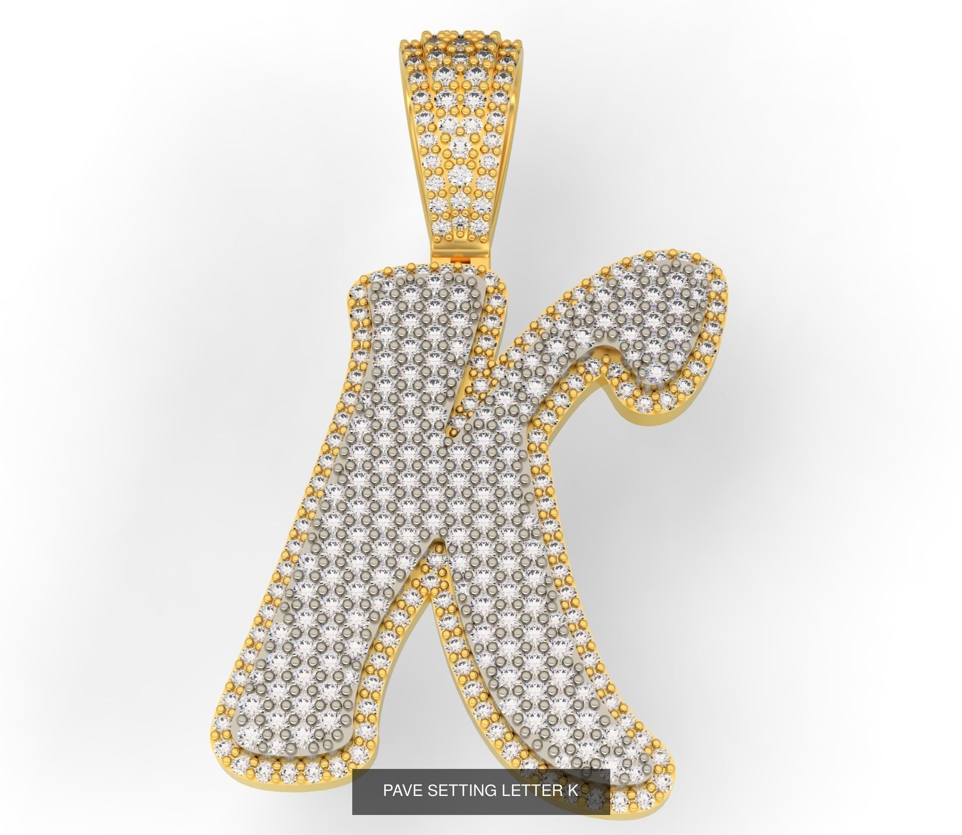 PAVE SETTING LETTER A-Z 3D Model Collection_13