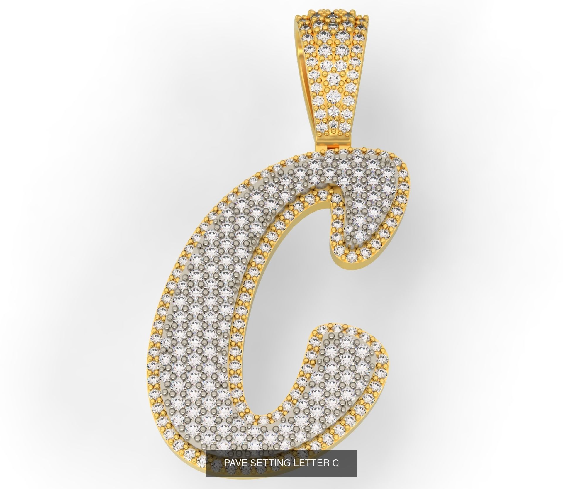 PAVE SETTING LETTER A-Z 3D Model Collection_5
