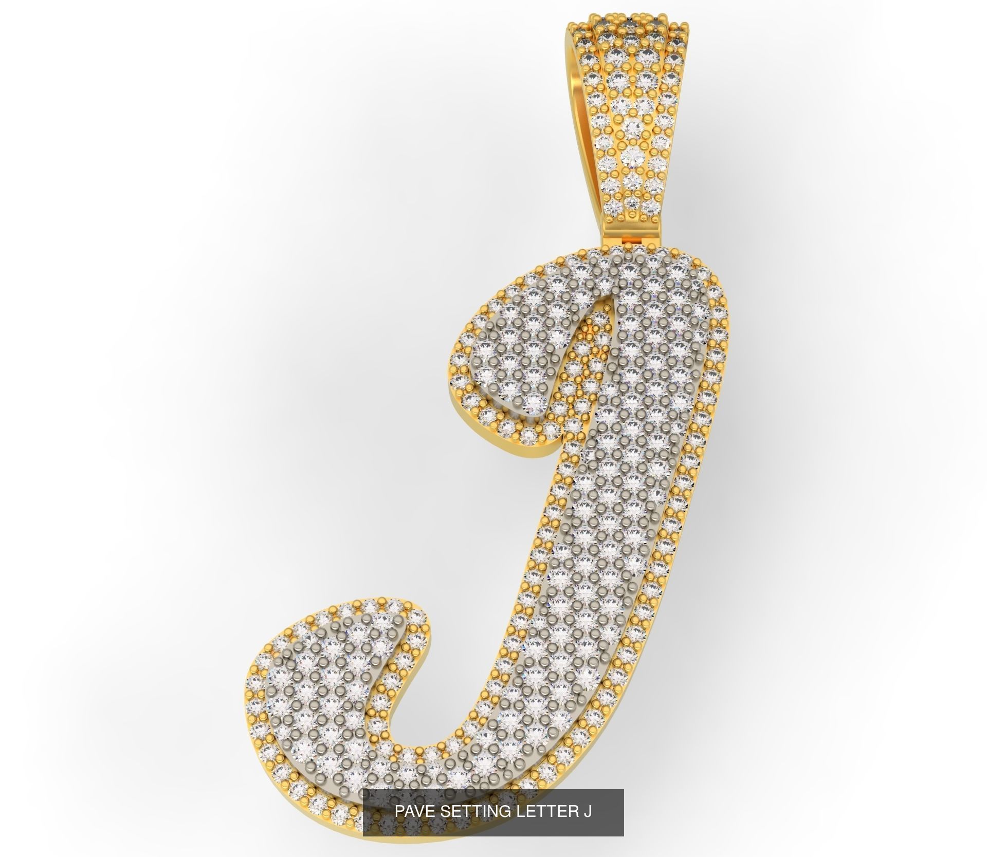 PAVE SETTING LETTER A-Z 3D Model Collection_12