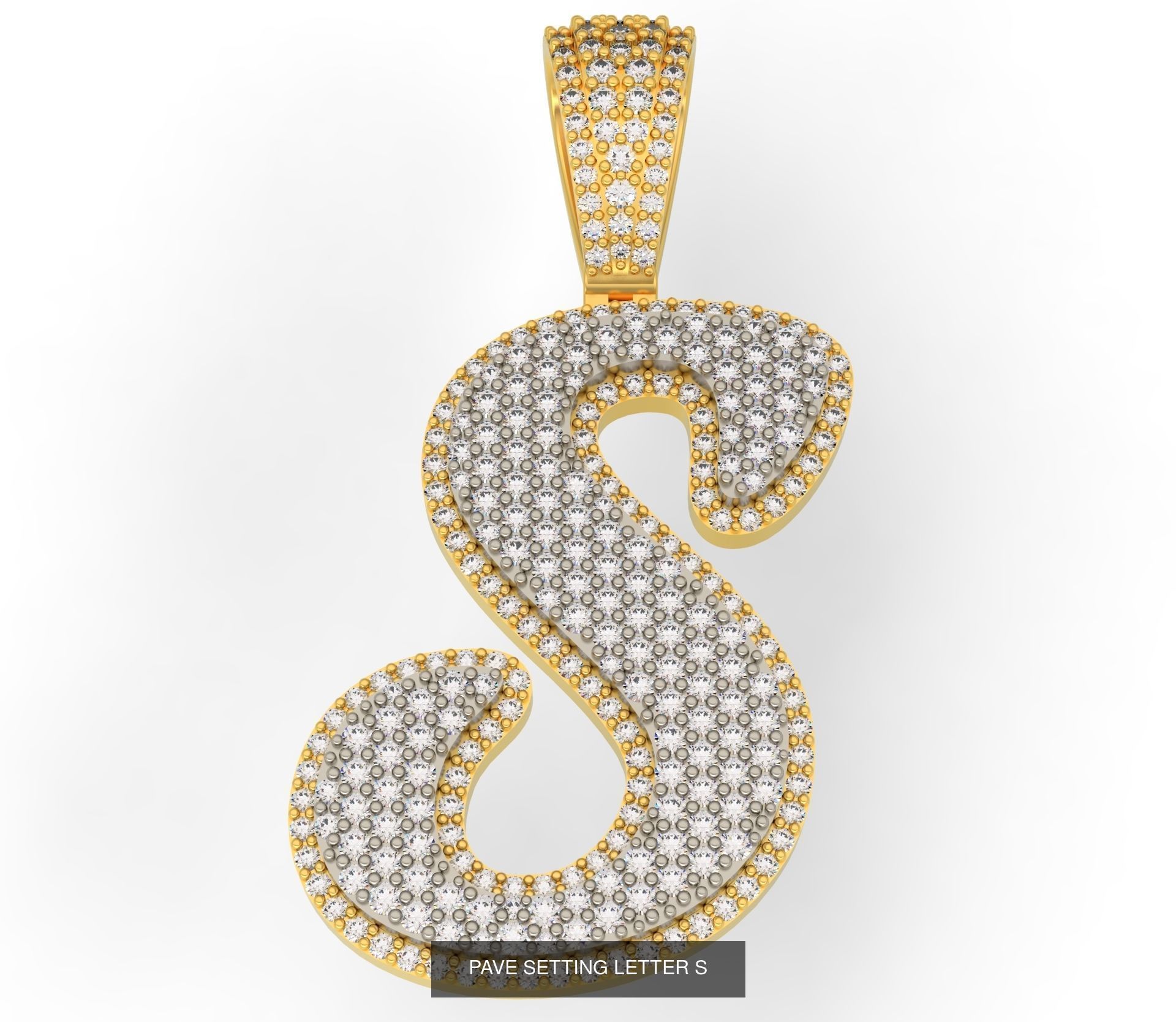 PAVE SETTING LETTER A-Z 3D Model Collection_21