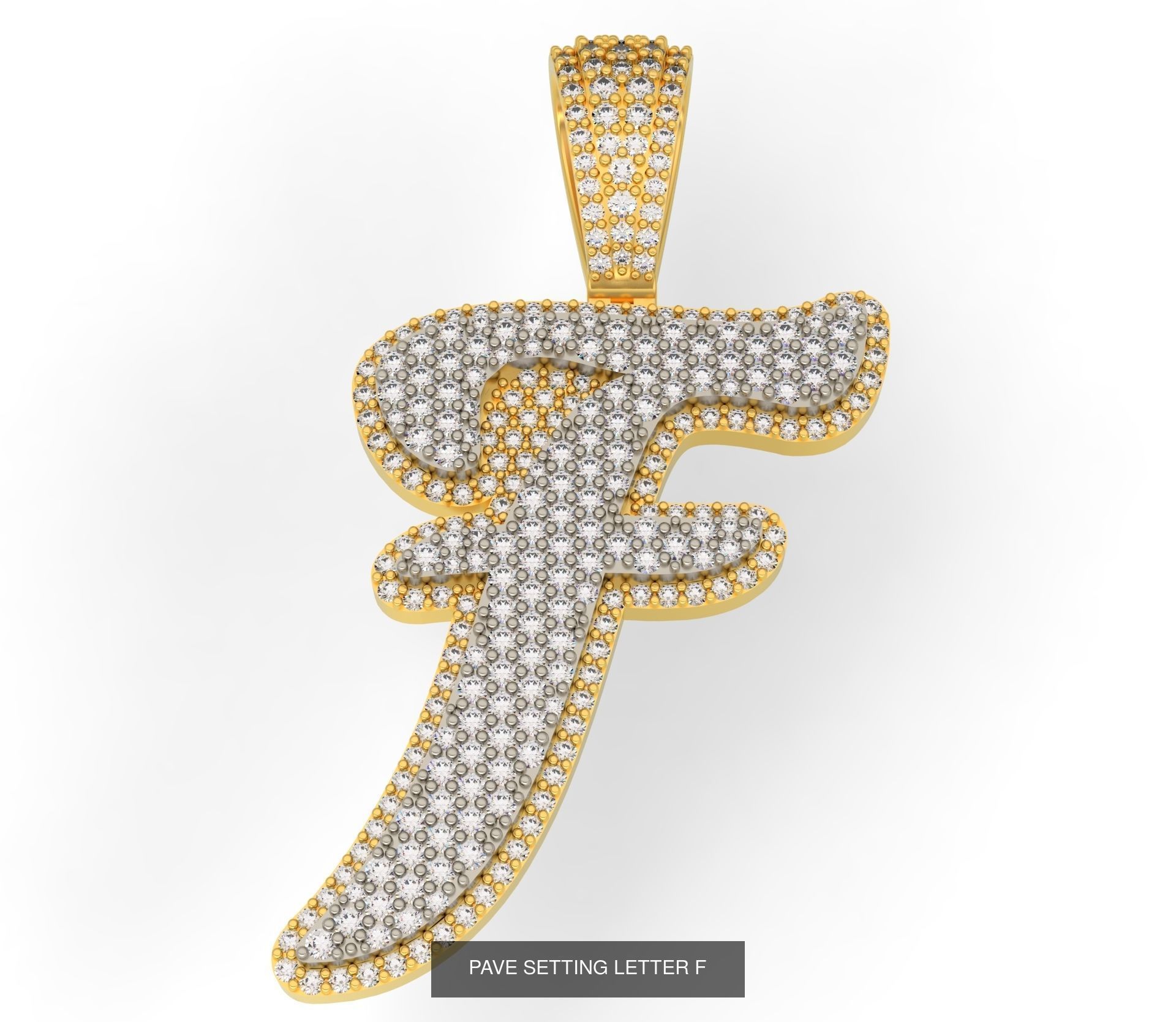PAVE SETTING LETTER A-Z 3D Model Collection_8