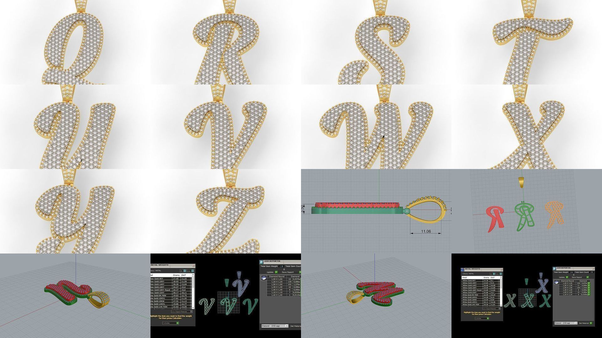 PAVE SETTING LETTER A-Z 3D Model Collection_1