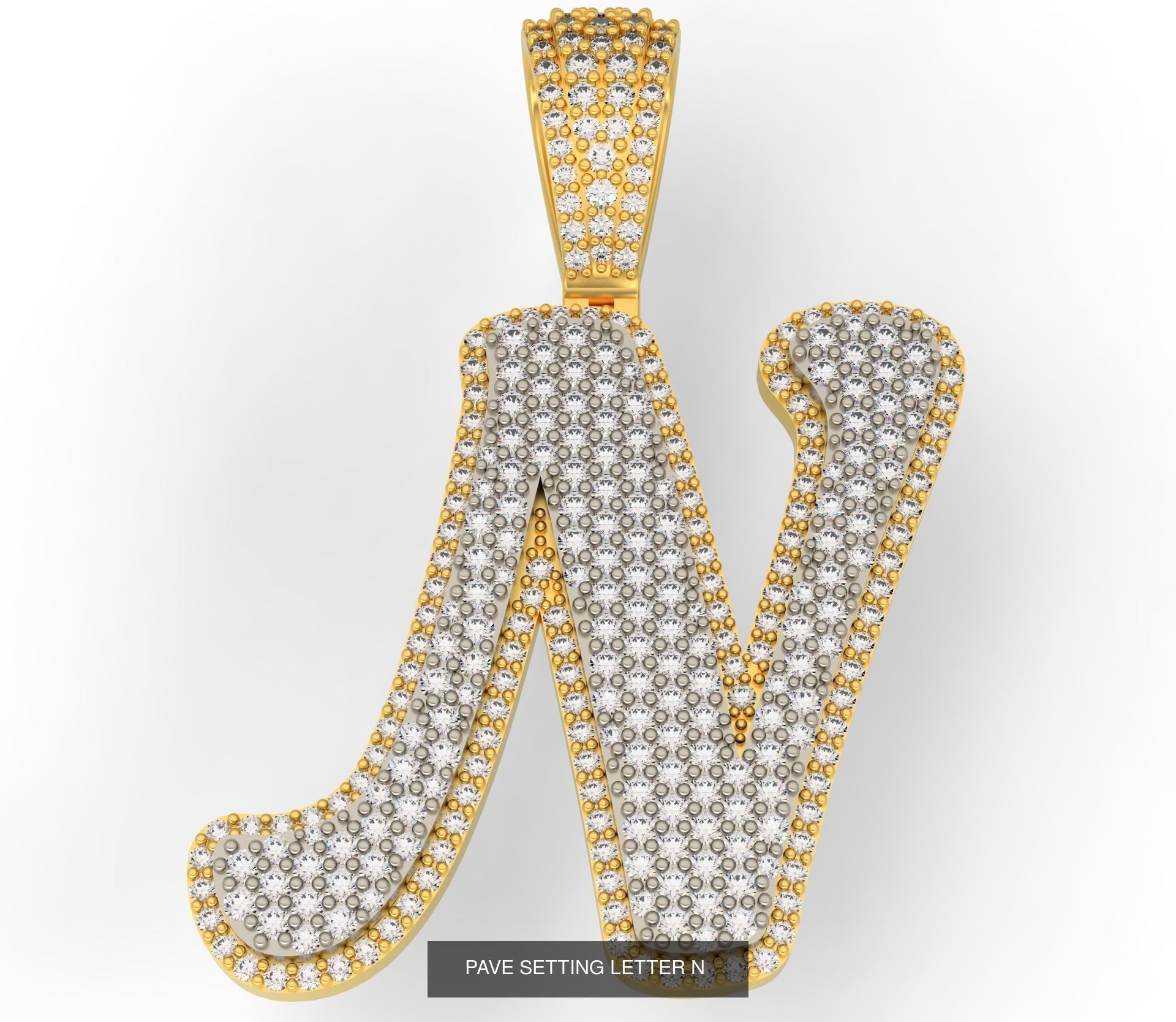 PAVE SETTING LETTER A-Z 3D Model Collection_16