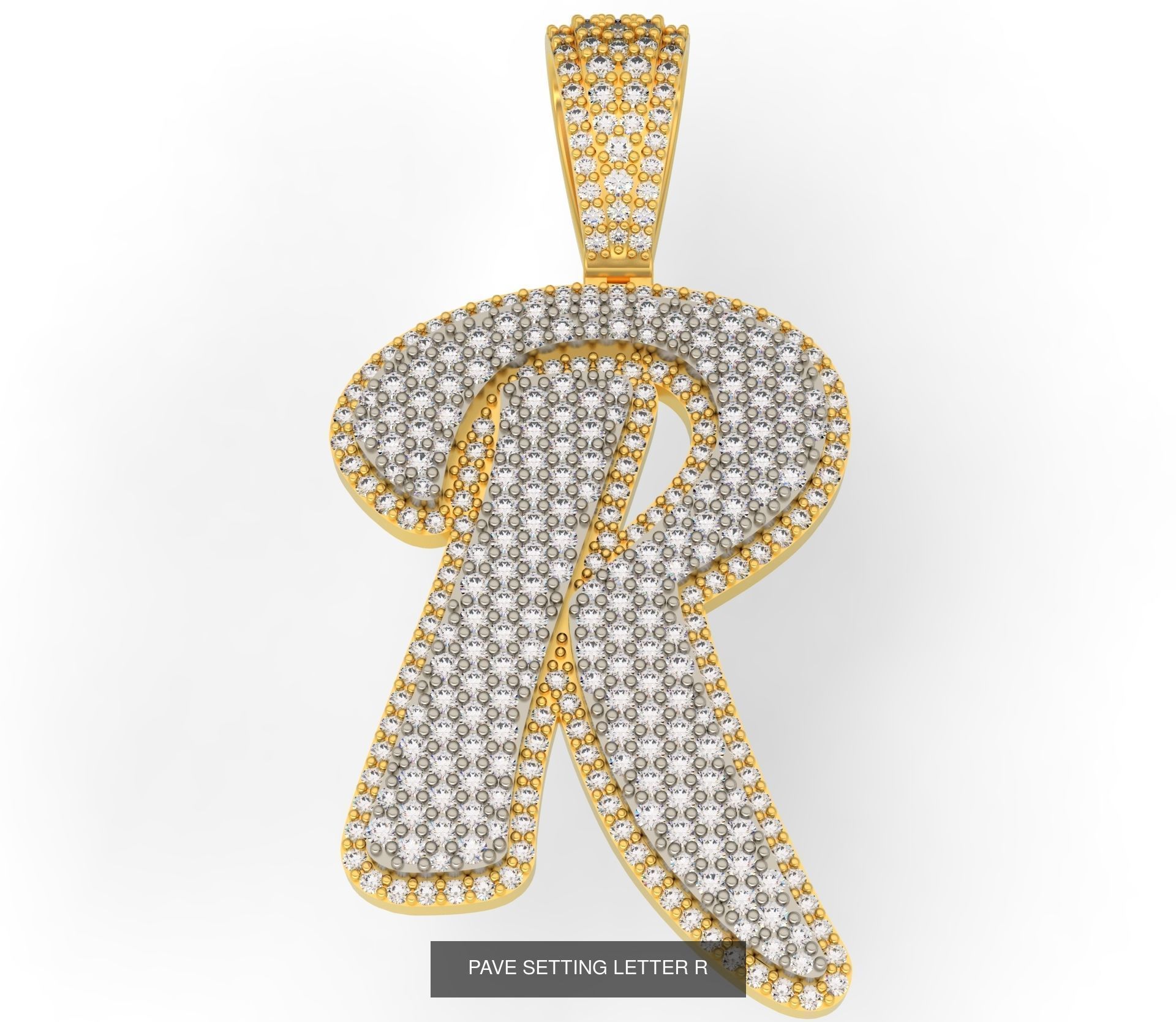 PAVE SETTING LETTER A-Z 3D Model Collection_20