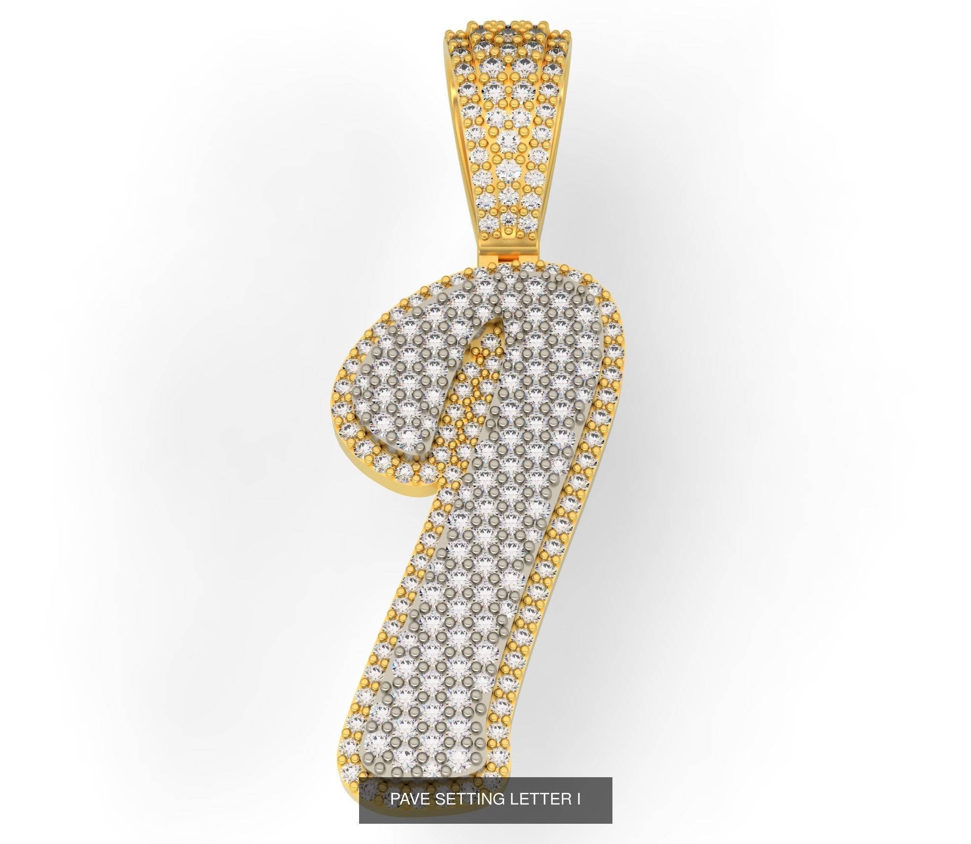 PAVE SETTING LETTER A-Z 3D Model Collection_11