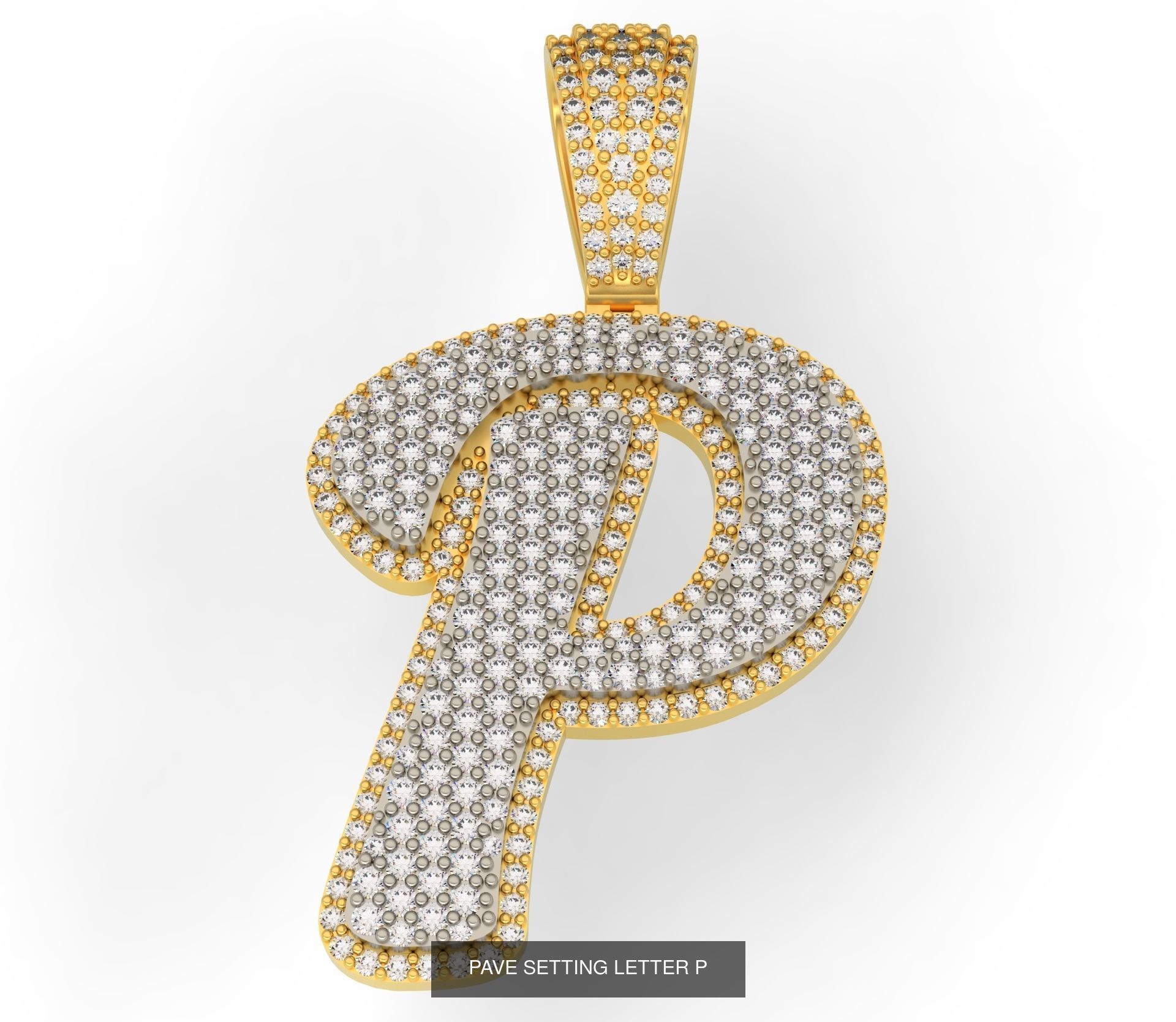 PAVE SETTING LETTER A-Z 3D Model Collection_18