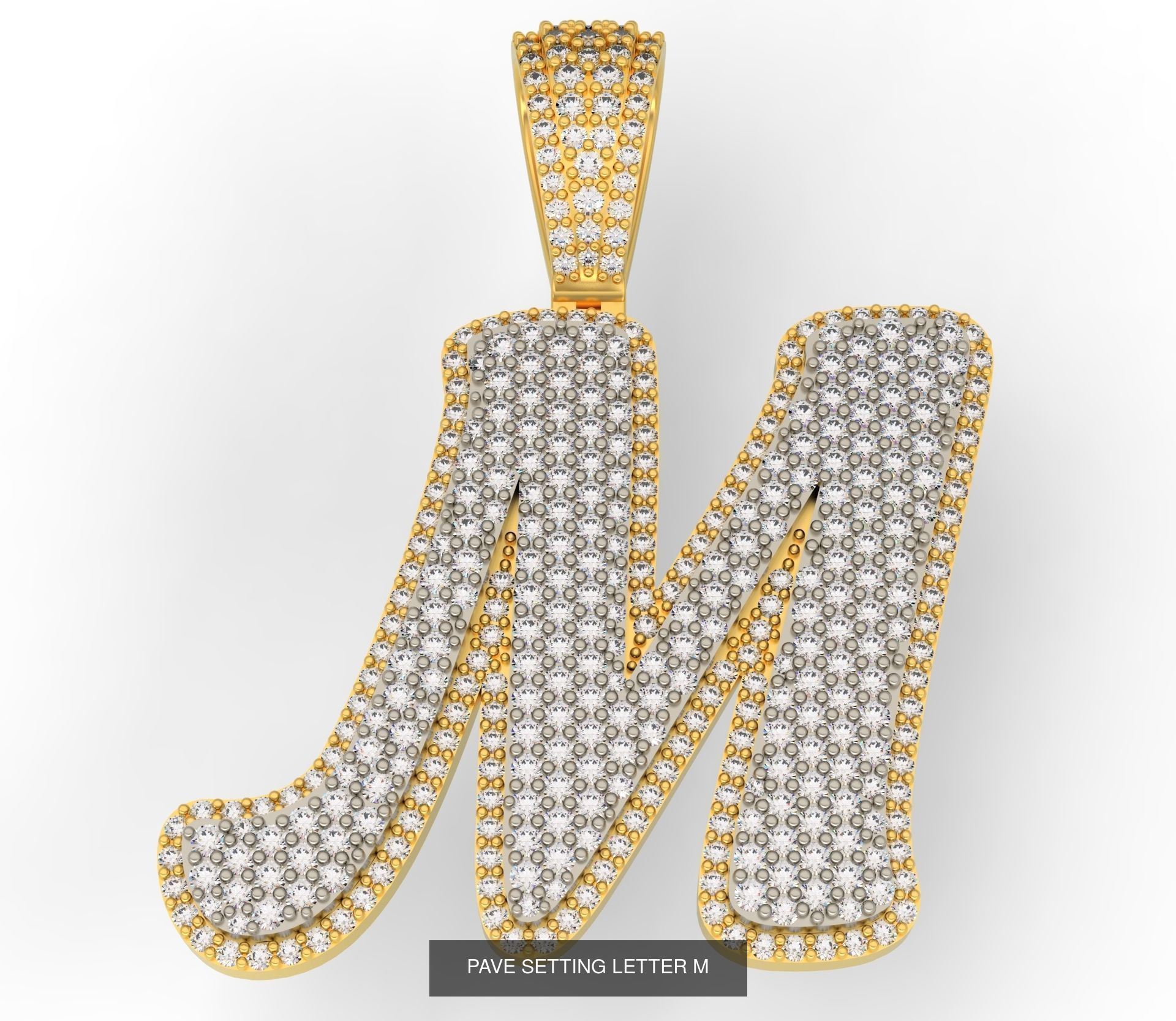 PAVE SETTING LETTER A-Z 3D Model Collection_15