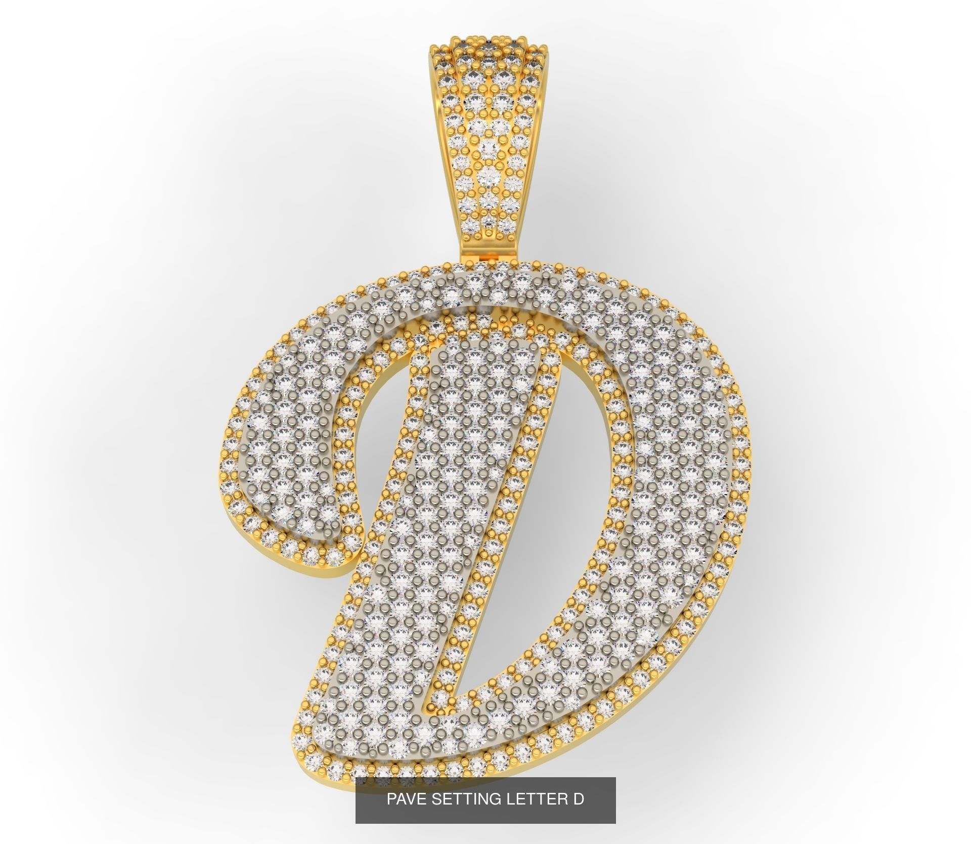 PAVE SETTING LETTER A-Z 3D Model Collection_6