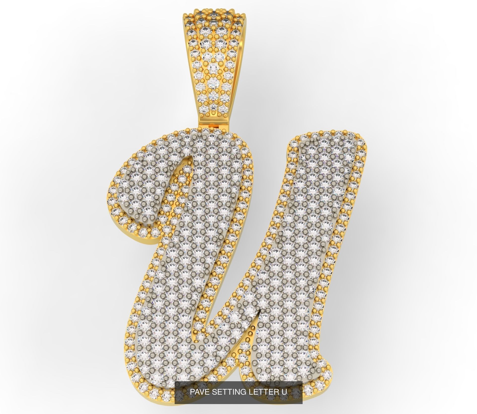 PAVE SETTING LETTER A-Z 3D Model Collection_23