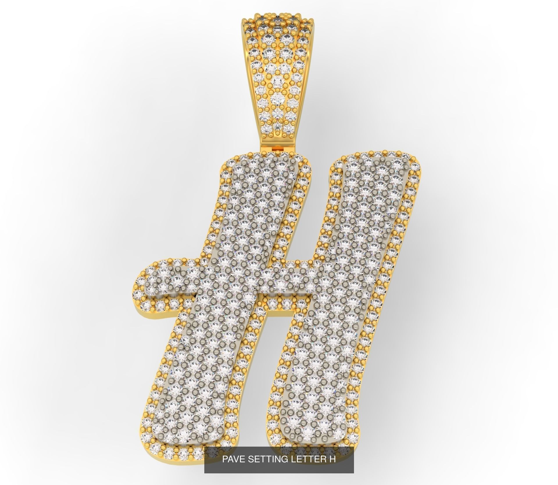PAVE SETTING LETTER A-Z 3D Model Collection_10