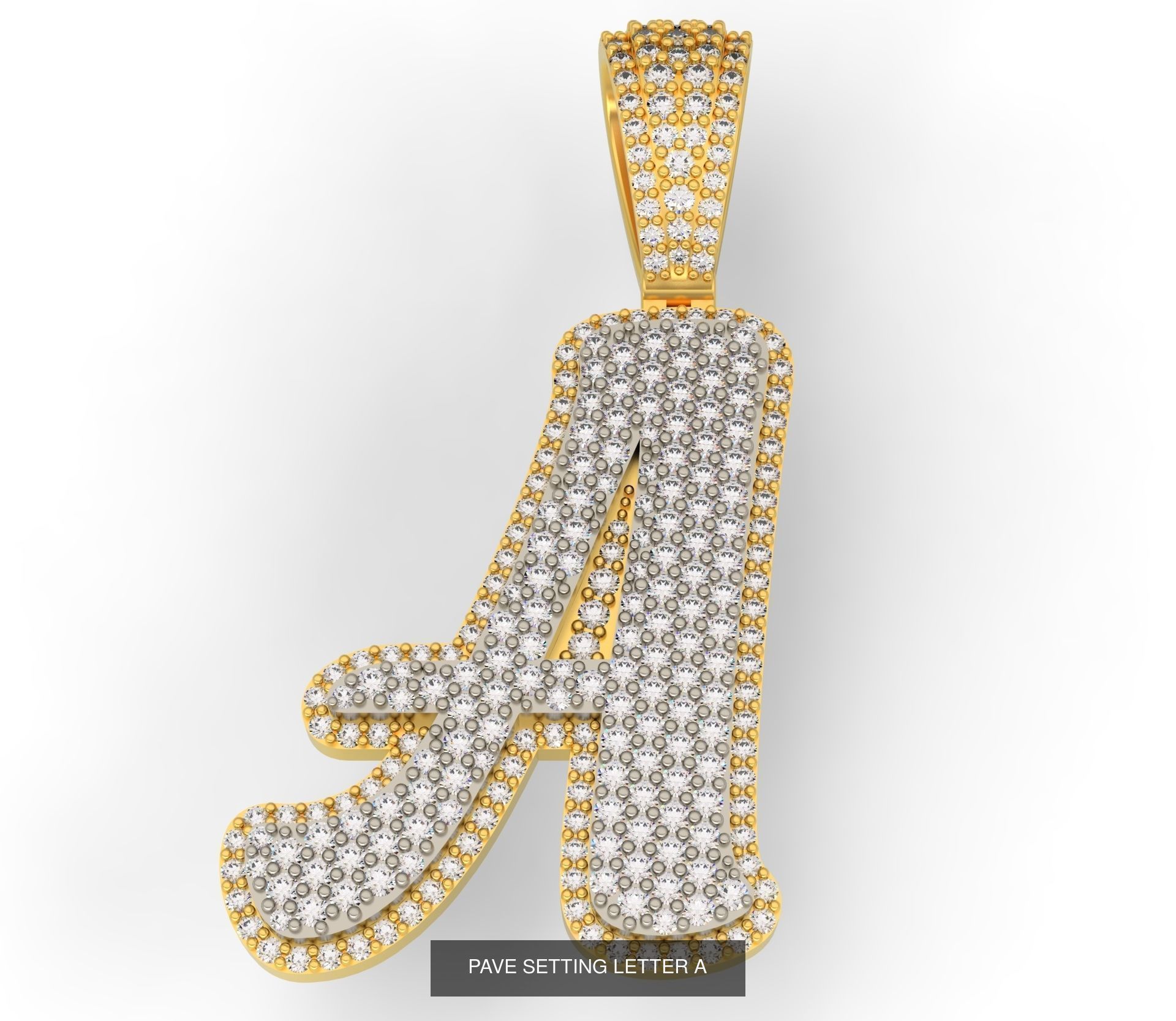PAVE SETTING LETTER A-Z 3D Model Collection_3