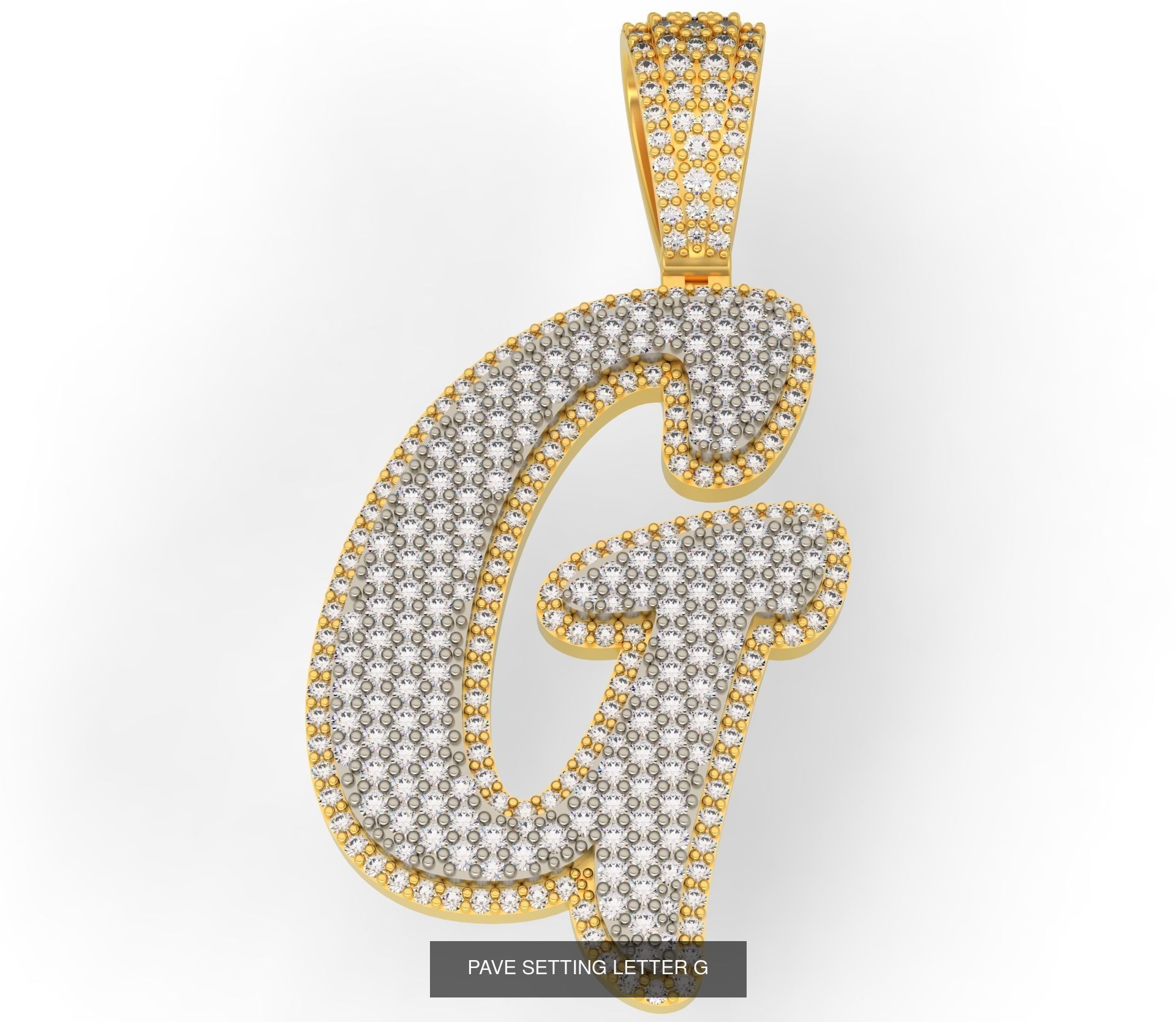 PAVE SETTING LETTER A-Z 3D Model Collection_9