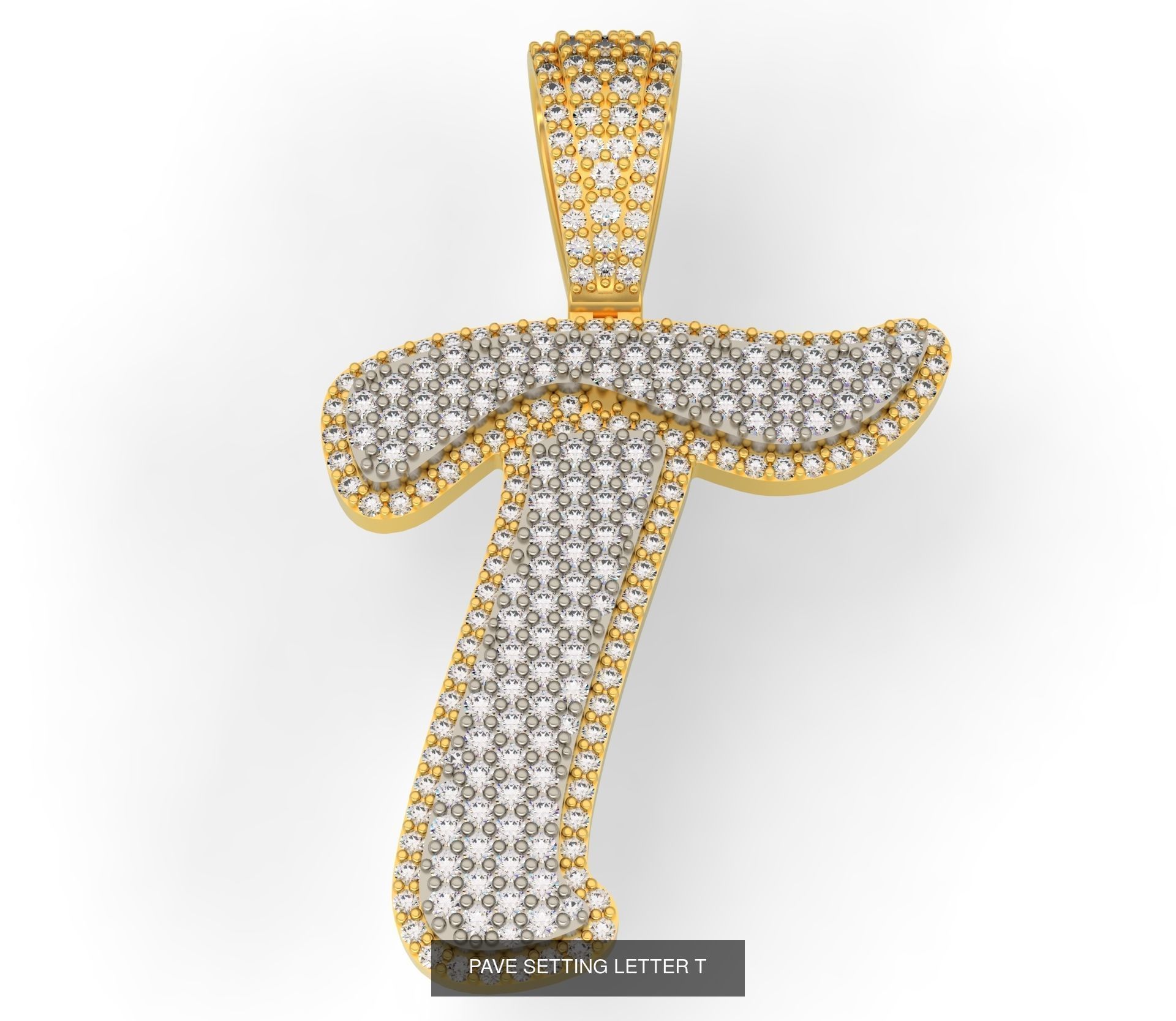 PAVE SETTING LETTER A-Z 3D Model Collection_22
