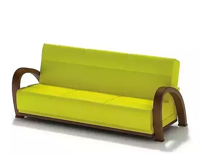 Yellow Modern Couch Wooden Arms