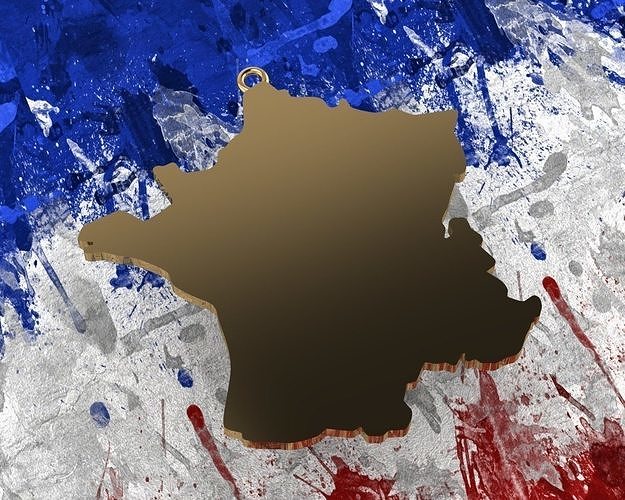 France country pendant jewelry 18-14k gold or silver 3D print model