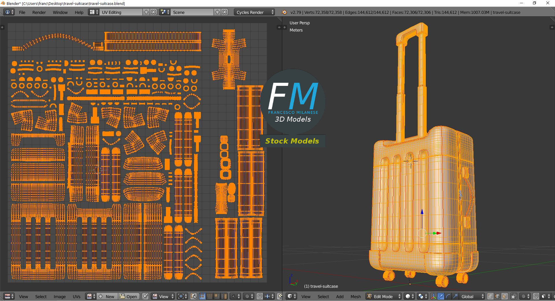 Travel suitcase 3D model_10