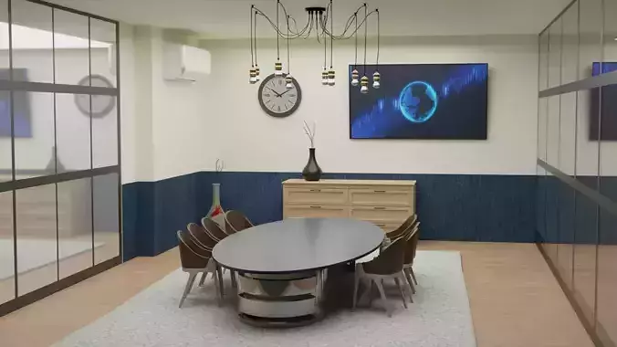 Office conference room with glass walls