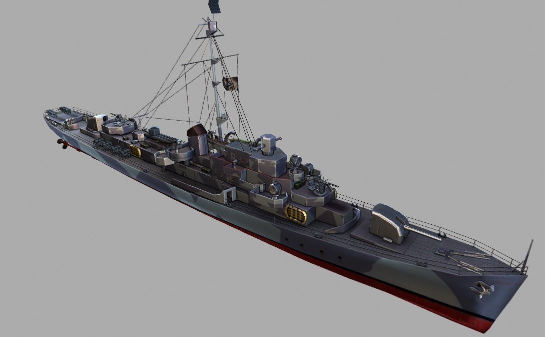 BattleShip warship Low-poly 3D model_10