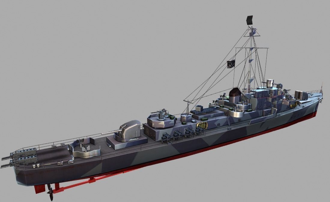 BattleShip warship Low-poly 3D model_1