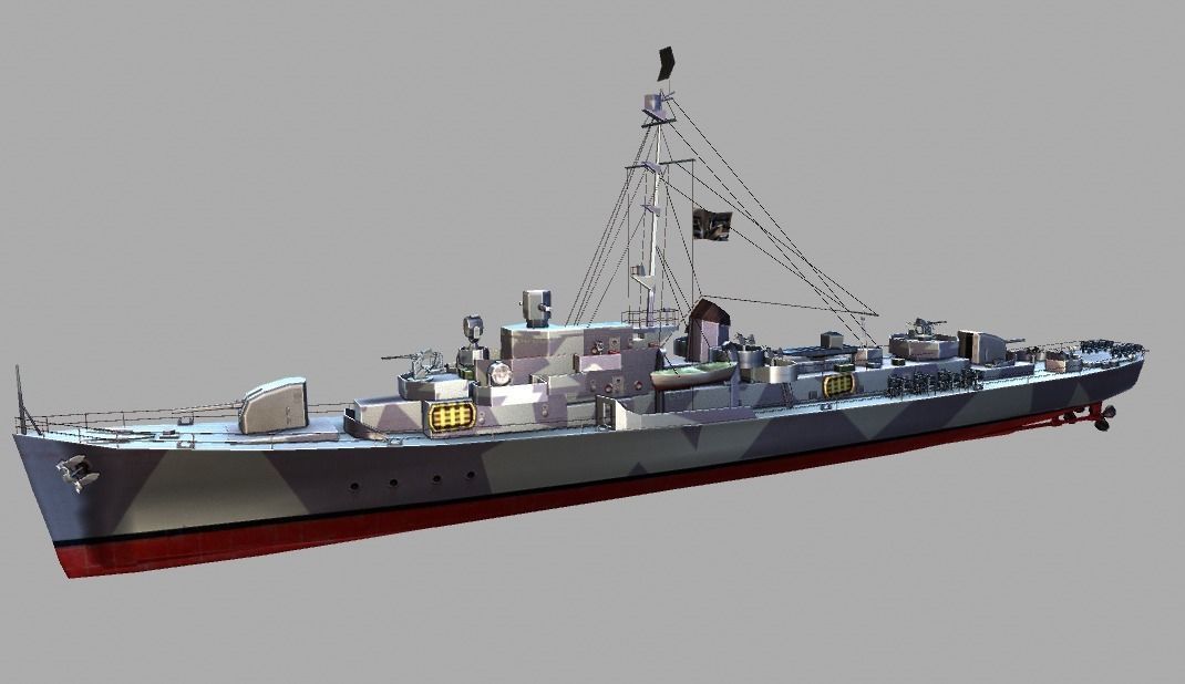 BattleShip warship Low-poly 3D model_12