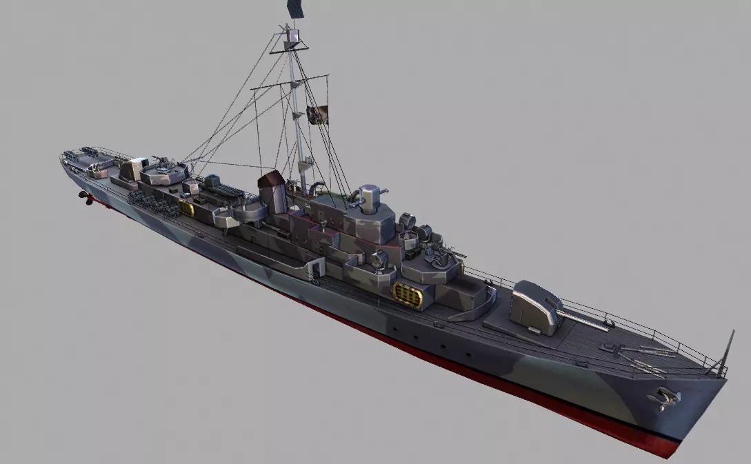 BattleShip warship Low-poly 3D model_0