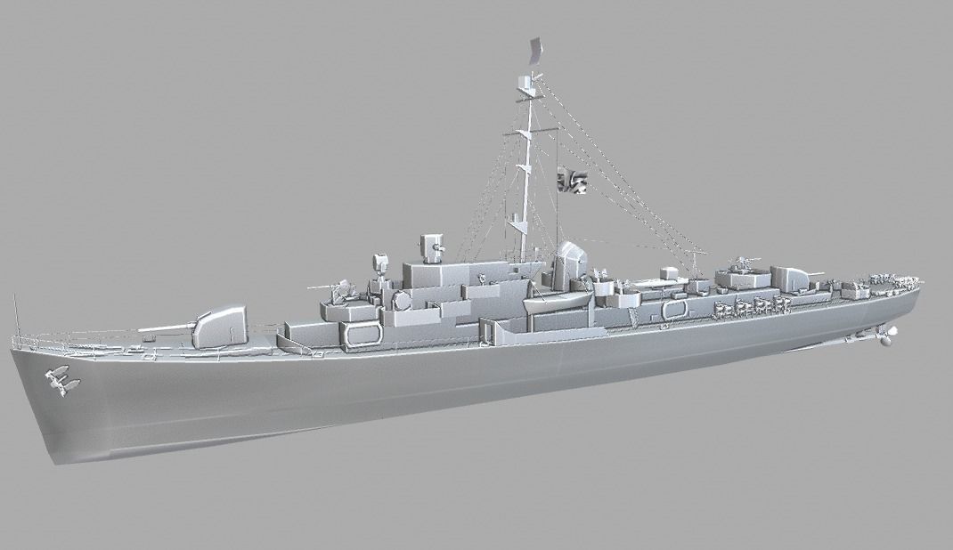 BattleShip warship Low-poly 3D model_13