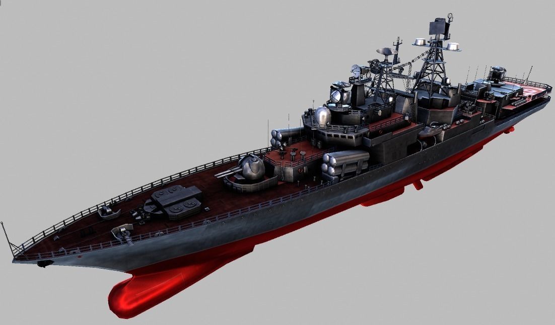 Battle Ship Low-poly 3D model_6