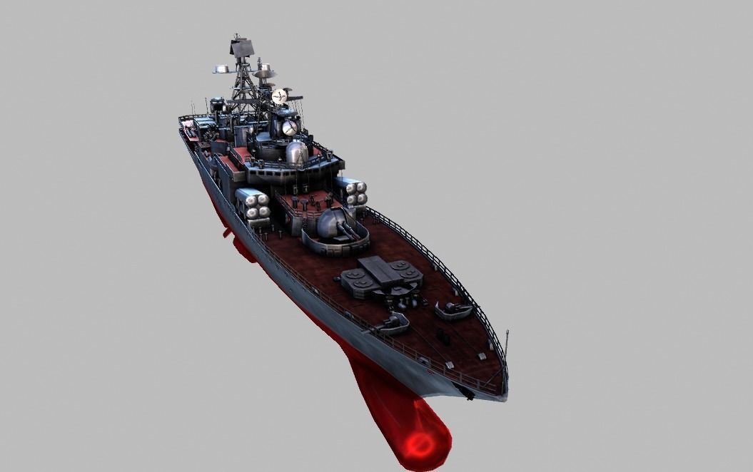 Battle Ship Low-poly 3D model_2