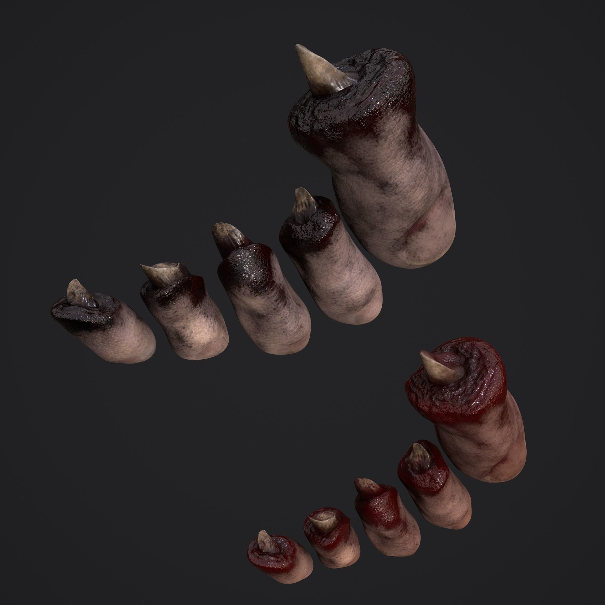 Severed Toes Horror Prop Low-poly 3D model_5